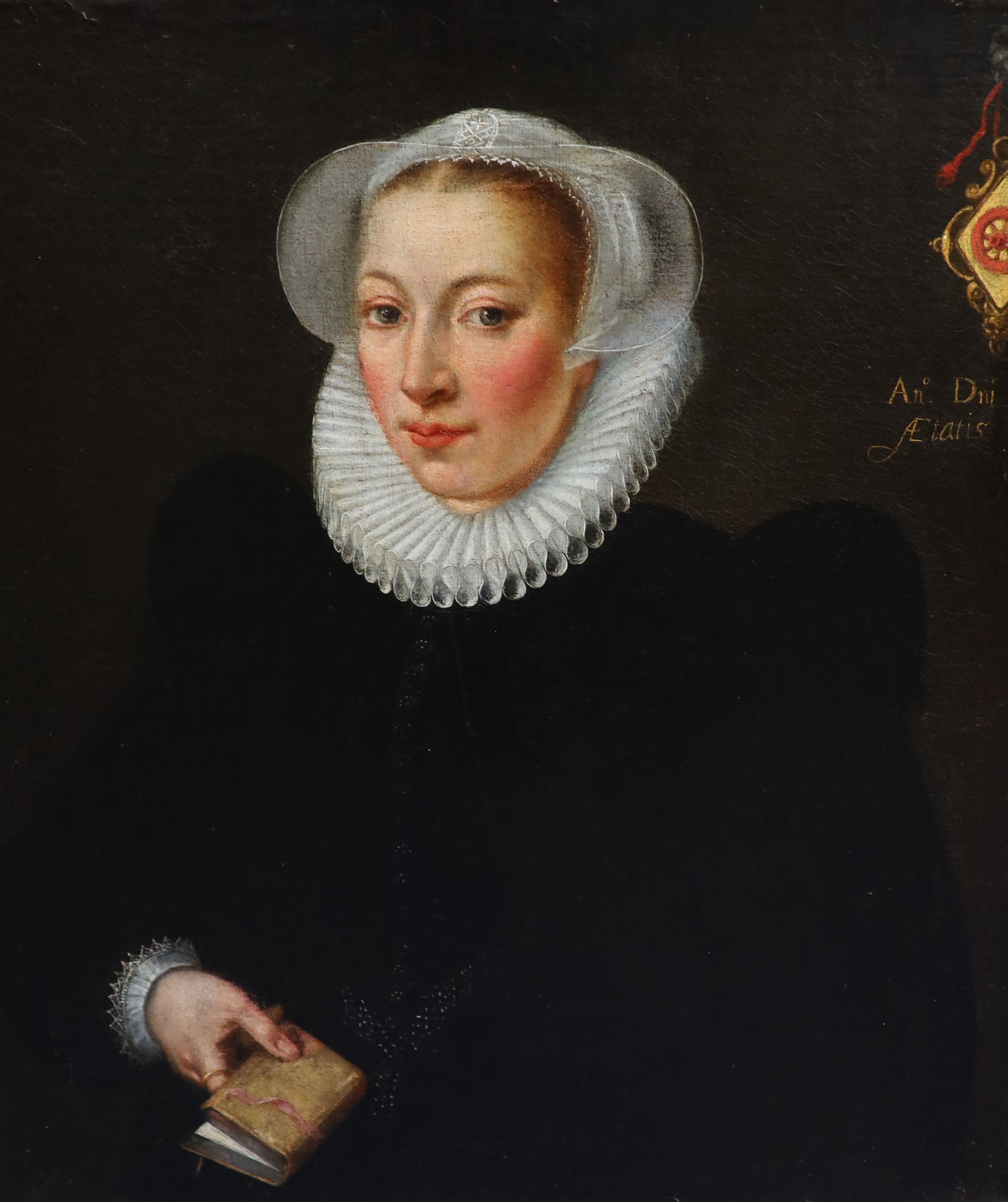 Follower of Goerztius Geldorp (1553-1618), Portrait of a Lady Aged 38, dated 1625, oil on canvas, 77.5 x 65cm